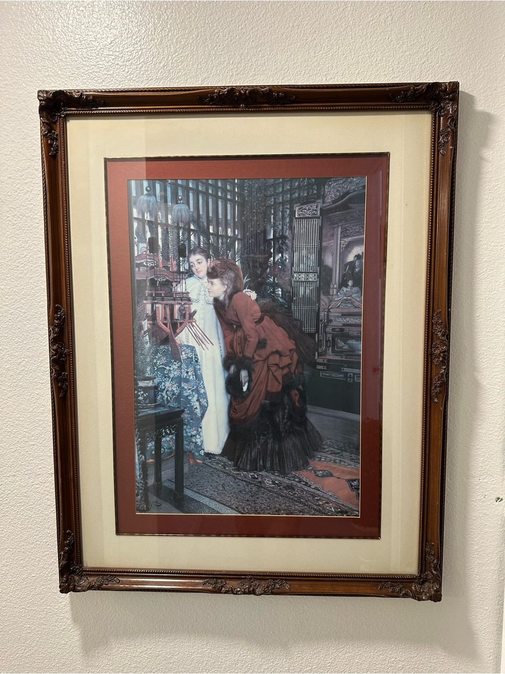 Vintage James Tissot "Young Women" E6863 Large 36" Framed Print Chinoiserie